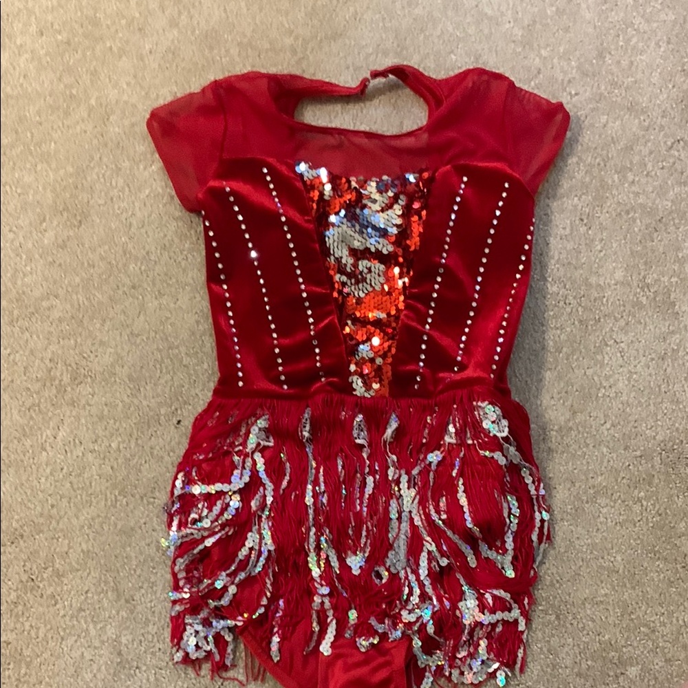 Weissman Red and Silver Dance Costumes with Velvet and Sparkle